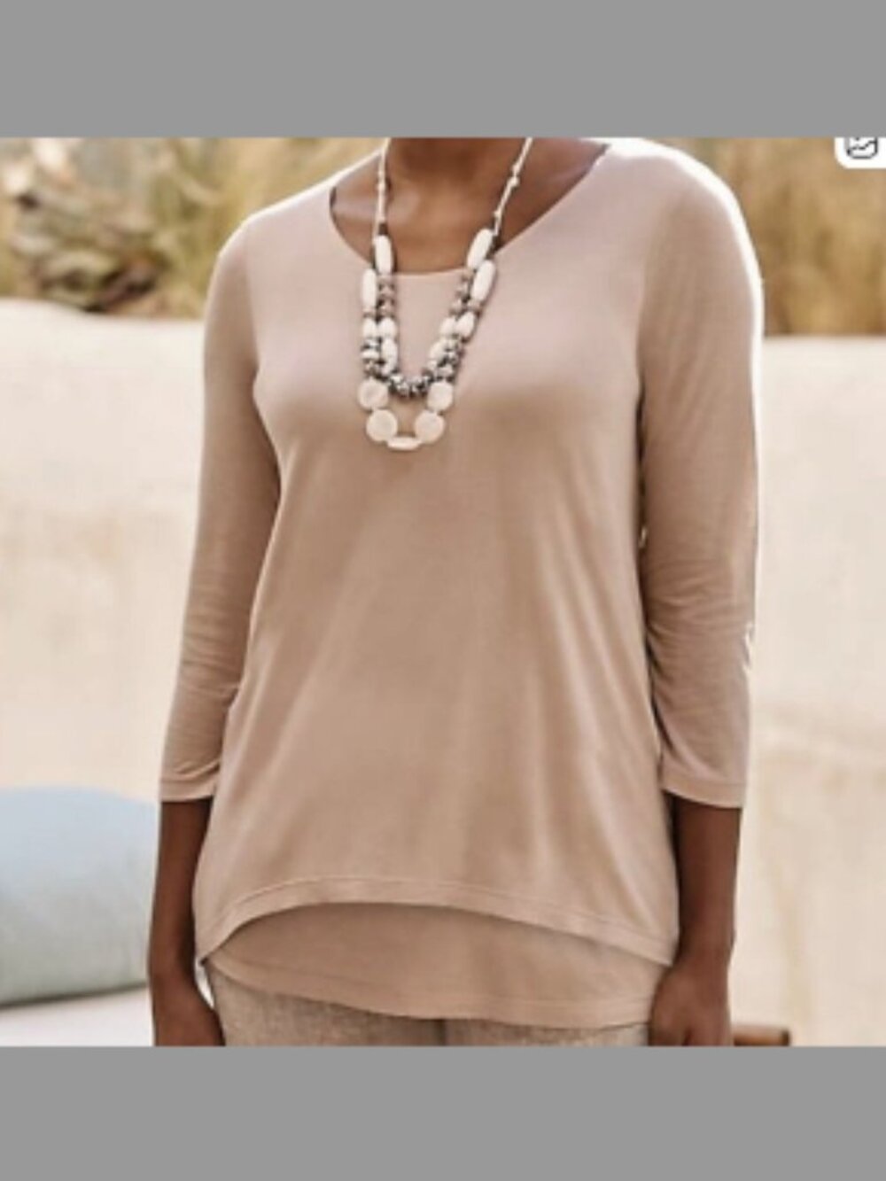 5/$10 - J. Jill Pure Jill Elliptical Layered Top Beige Size S Ballet Sleeve